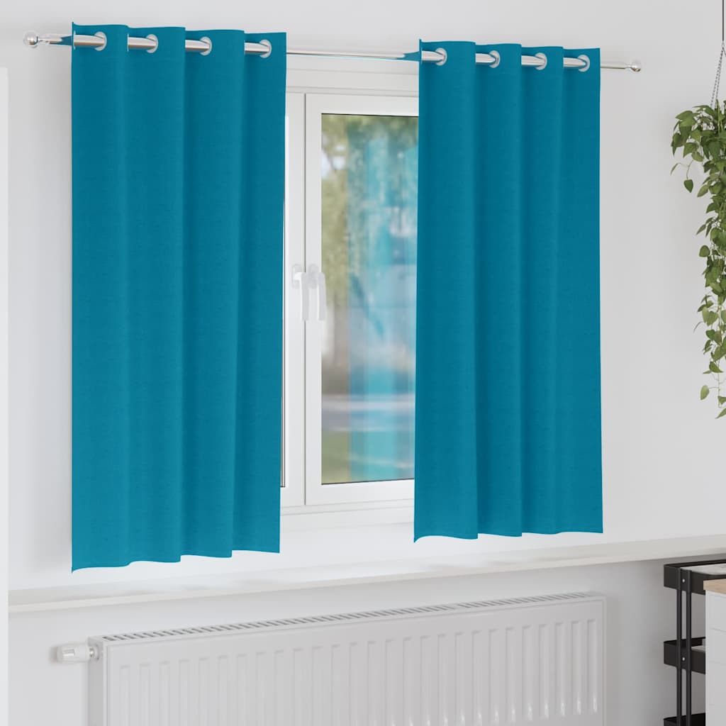 Firany blackout z kółkami 2 pcs Turkusowy 175 x 140 cm vidaXL