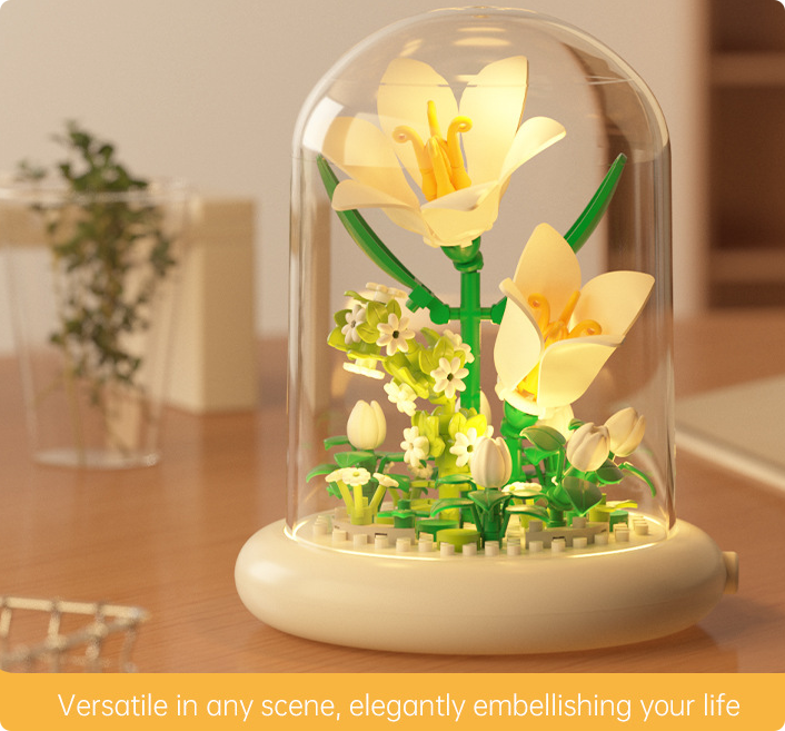 Ensemble de micro-blocs de construction de fleurs végétales pour adultes et adolescents, mini fleurs artificielles en blocs de construction avec - 3