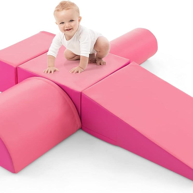 5 Szt. Tor Przeszkód dla Niemowląt z Jasnym Zamknięciem, Moduł Motoryczny dla Niemowląt z Pianki PU z Wypełnieniem EPE, Zabawki Edukacyjne