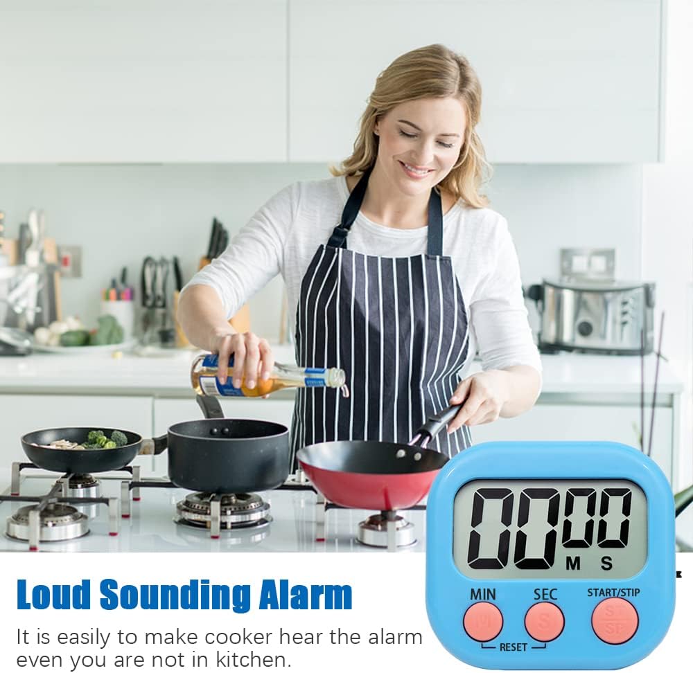 Timer da cucina magnetico con ampio display LCD, timer per cucinare, allarme sonoro e timer per il conto alla rovescia - 3