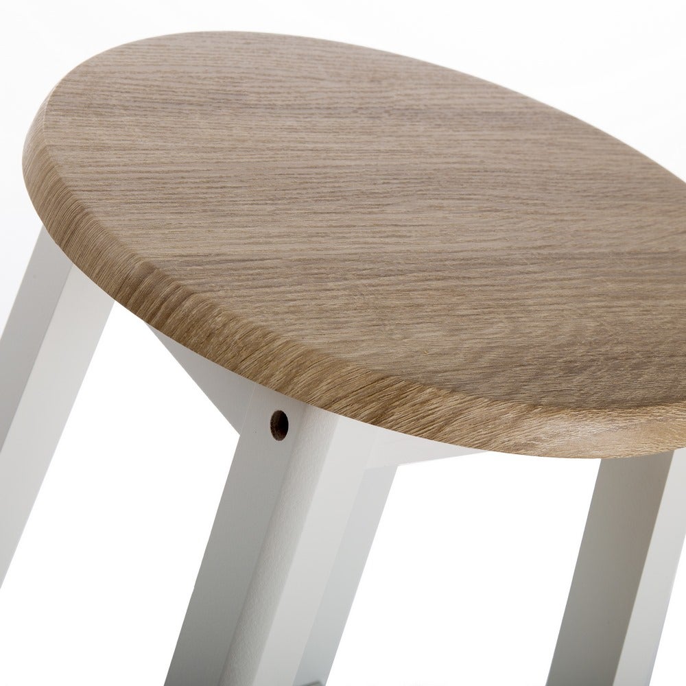 Set de 2 taburetes de cocina blanco y natural de MDF de Ø 29x54 cm - 2