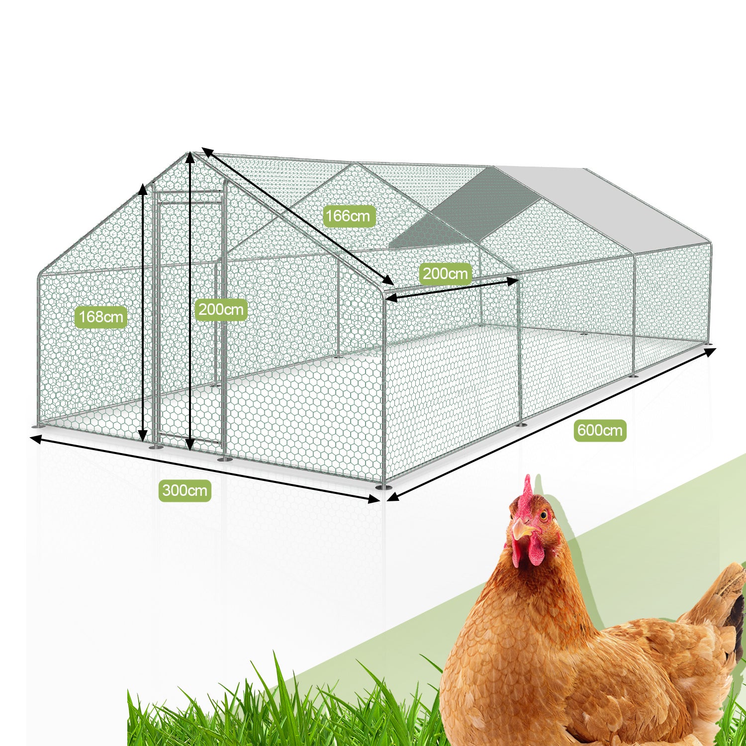 Recinto para galinheiro 18 m² parque em tela metálica 6x3 M aço galvanizado Recinto para parque gaiola para animais - 2