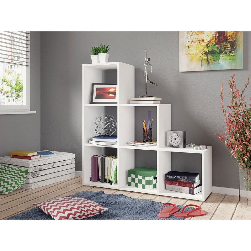 Bibliothèque HEXCELEN 10 Compartiments – Meuble Rangement Cube Blanc – 30x80x136 Cm – Vertical Ou Horizontal