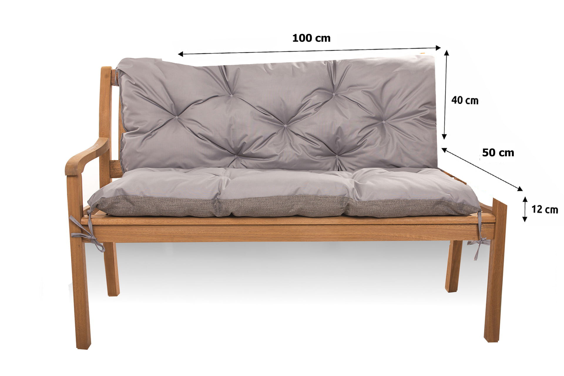 Coussin pour banc De Jardin 100 x 50 x 40cm Coussin pour balancelle, Gris - 4