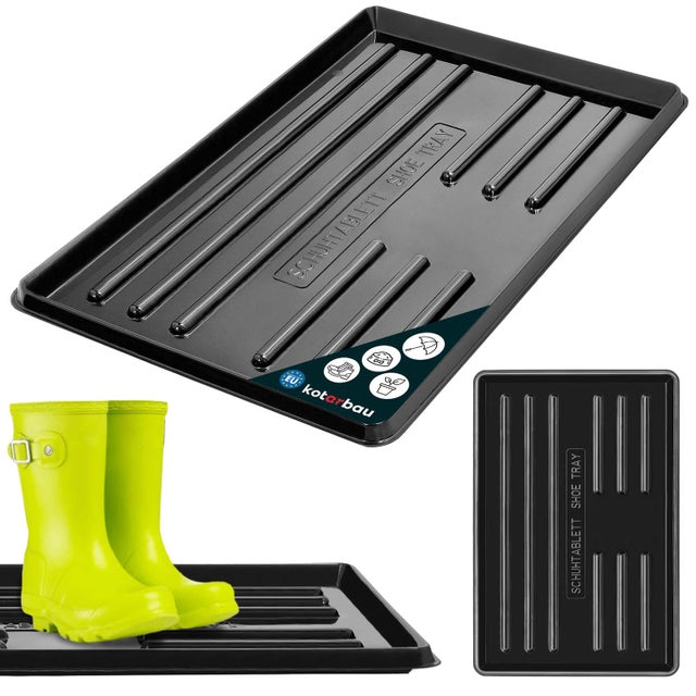 Bandeja Zapatos - Plástico - 60 x 40 cm - Negro - Bandeja Botas - Fácil De Limpiar - Resistente y Duradera KOTARBAU