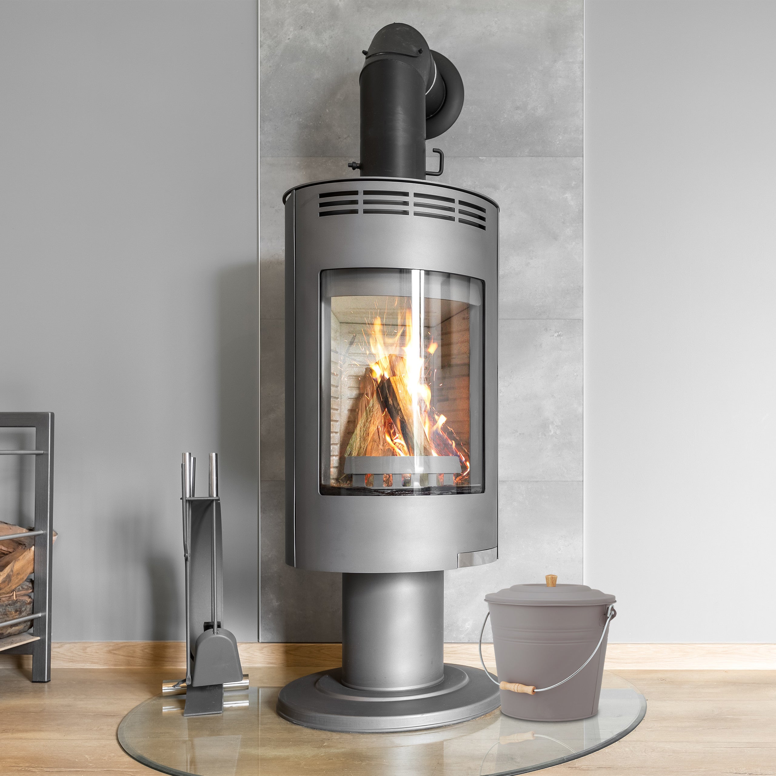 Secchio Per Cenere Relaxdays - 12 Litri, Con Coperchio, In Acciaio Nero Termoresistente