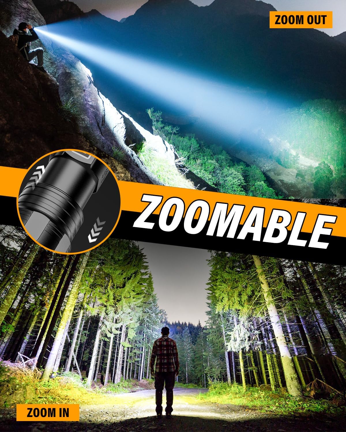 5 ensembles Lampe Torche LED Ultra Puissante, 100 000 Lumens Lampe Torche LED Rechargeable, 7 Modes Super Lumineuse, Longue Durée, IPX7 Étanche I - 3