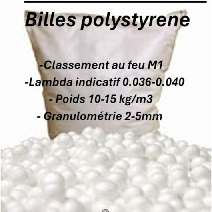 Billes Polystyrène Ignifugé – 1 M3 (2000 Litres) – Isolation Rembourrage – Neuf