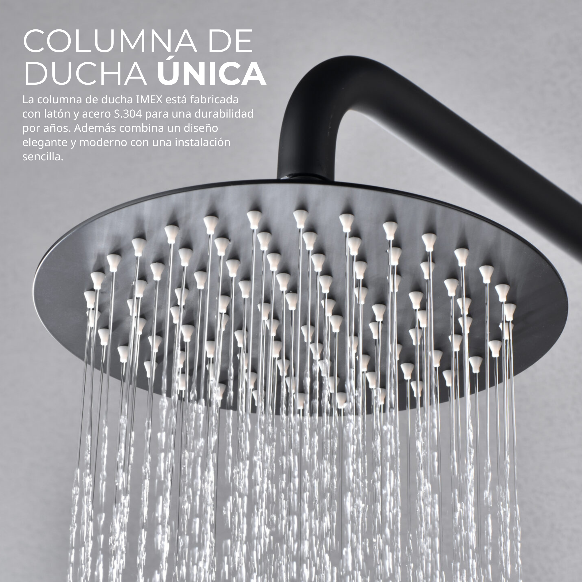 IMEX Columna Ducha Negra Monomando con Grifo Kit de Ducha con