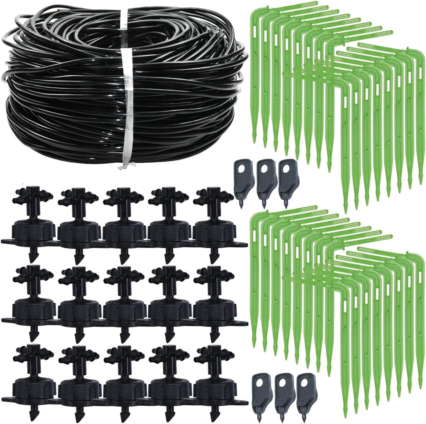 Kit Irrigation Goutte à Goutte 10m - 20 Buses Réglables, 20 Tés, 5 Bouchons - Arrosage Automatique Jardin, Potager, Balcon
