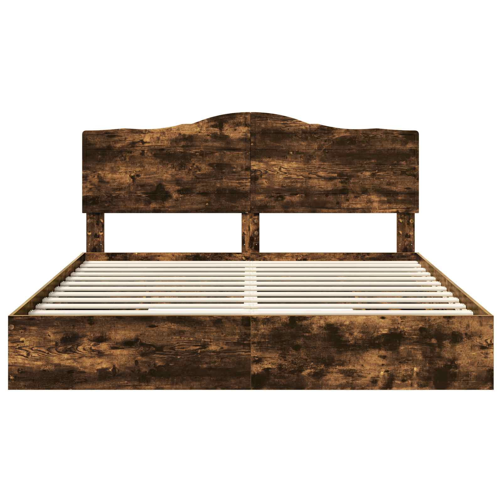 Lit de rangement chêne fumé 180 x 200 cm en panneau de bois - 8