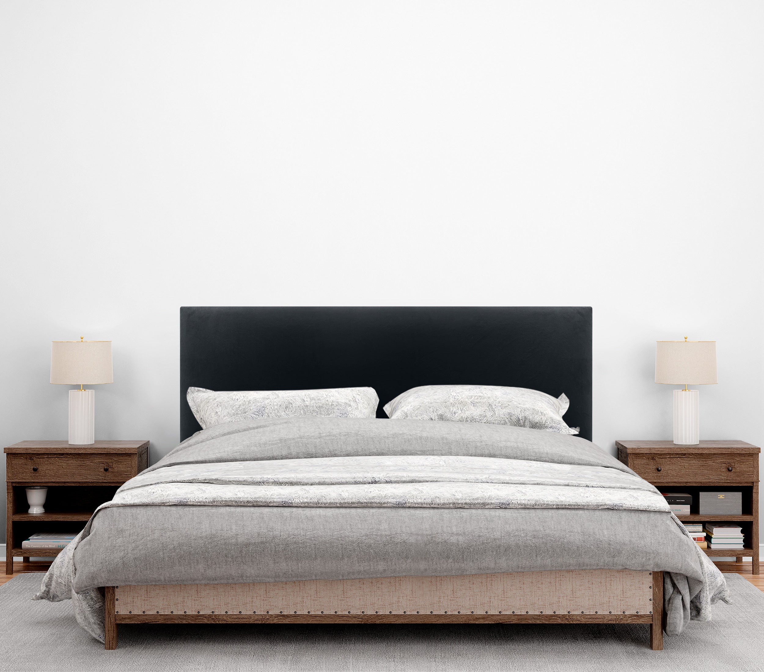 DHOME Testiera in Velluto Liscio Camera da letto Imbottita con Testiera Imbottita Moderna di Fascia Alta (Nero, 135x60cm) - 4