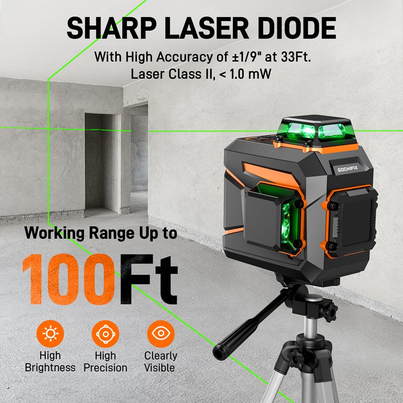 Livella laser verde 2x360°, laser autolivellante, laser da cantiere IP54 + batteria da 4000 mAh + supporto - 7