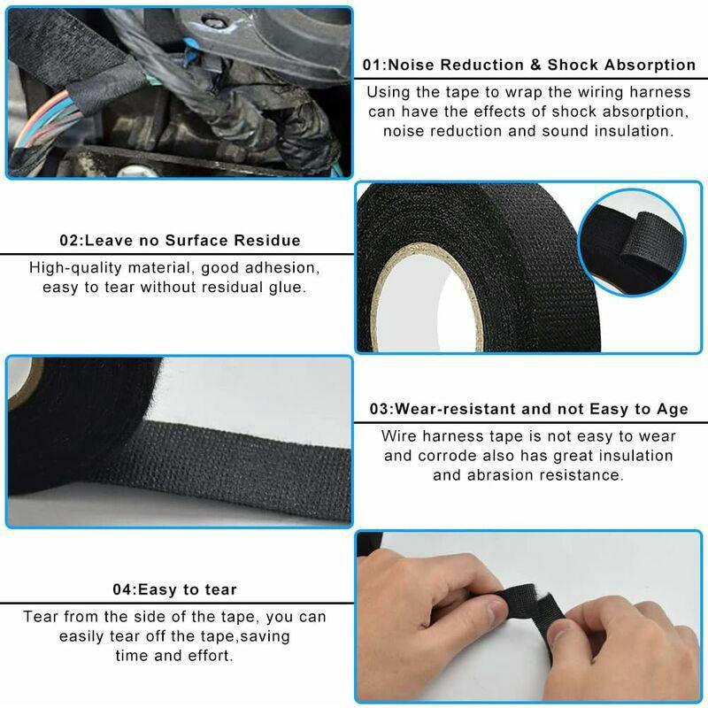 Guaina elettrica per autoveicoli in flanella da 19 mm x 15 m, anti-attrito, anti-incrostazione, anti-sporco, tessuto Scotch, riduzione del rumore, ant - 3