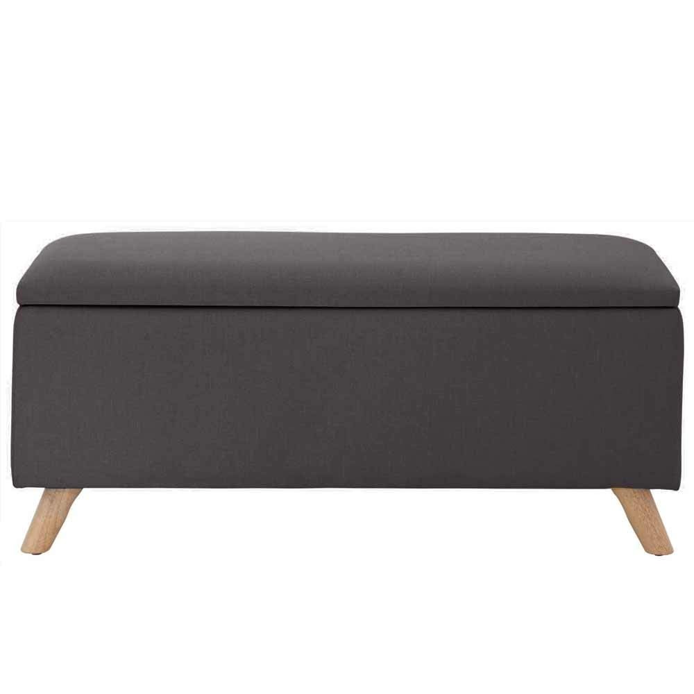 Cassapanca Pouf Contenitore Panca Sgabello Poggiapiedi in Tessuto Grigio Scuro - 4