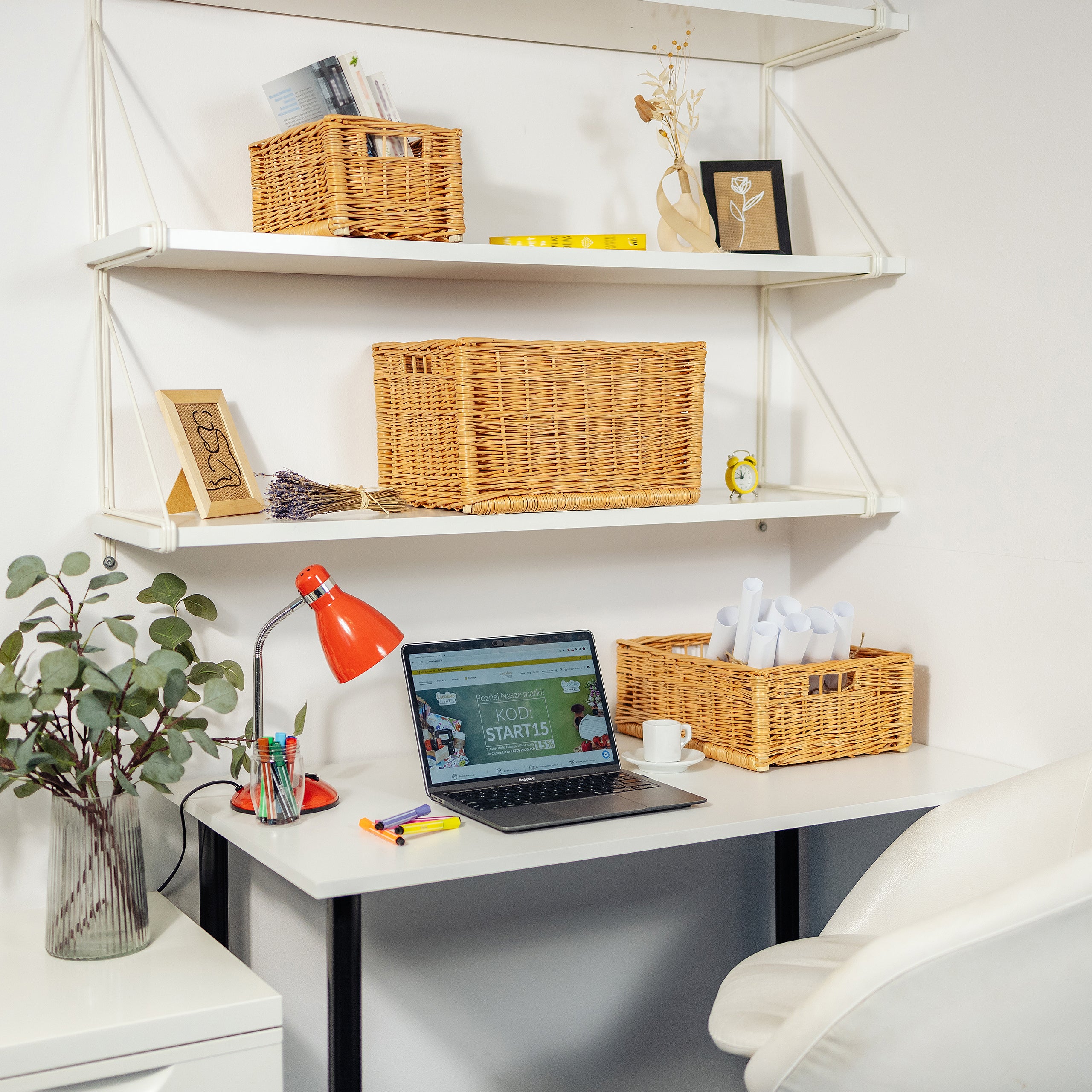 Creative Home Panier de Rangement en Osier | 30x20x16cm | Boite Rangement Osier | Panier Osier Rangement Salle de Bain | Corbeille | Paniere Maison - 4