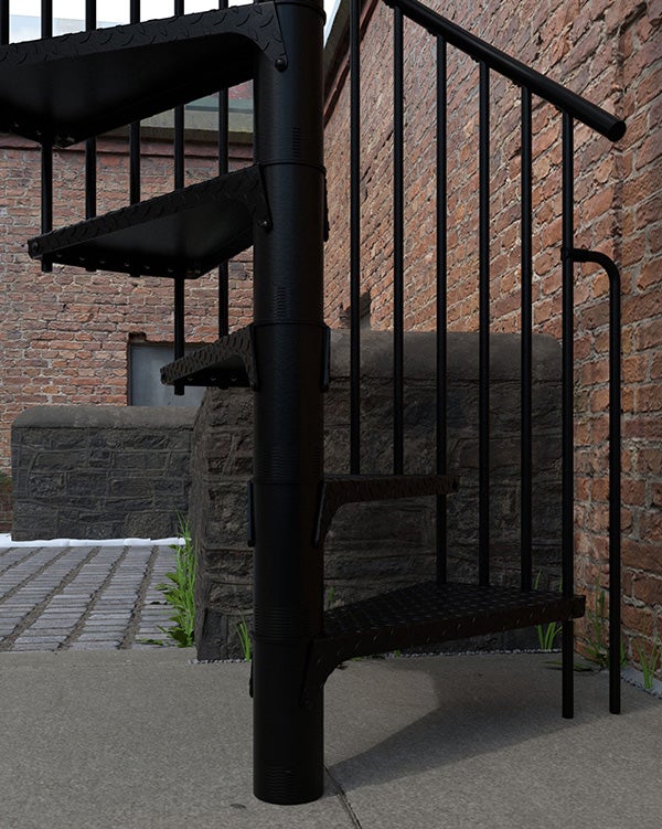 Escalier colimaçon extérieur 13 marches - Hauteur à franchir 2,47 à 3,05m - Diamètre 1.20m - Structure noire et marche noire - RONDOZINK120-CN-13 - 4