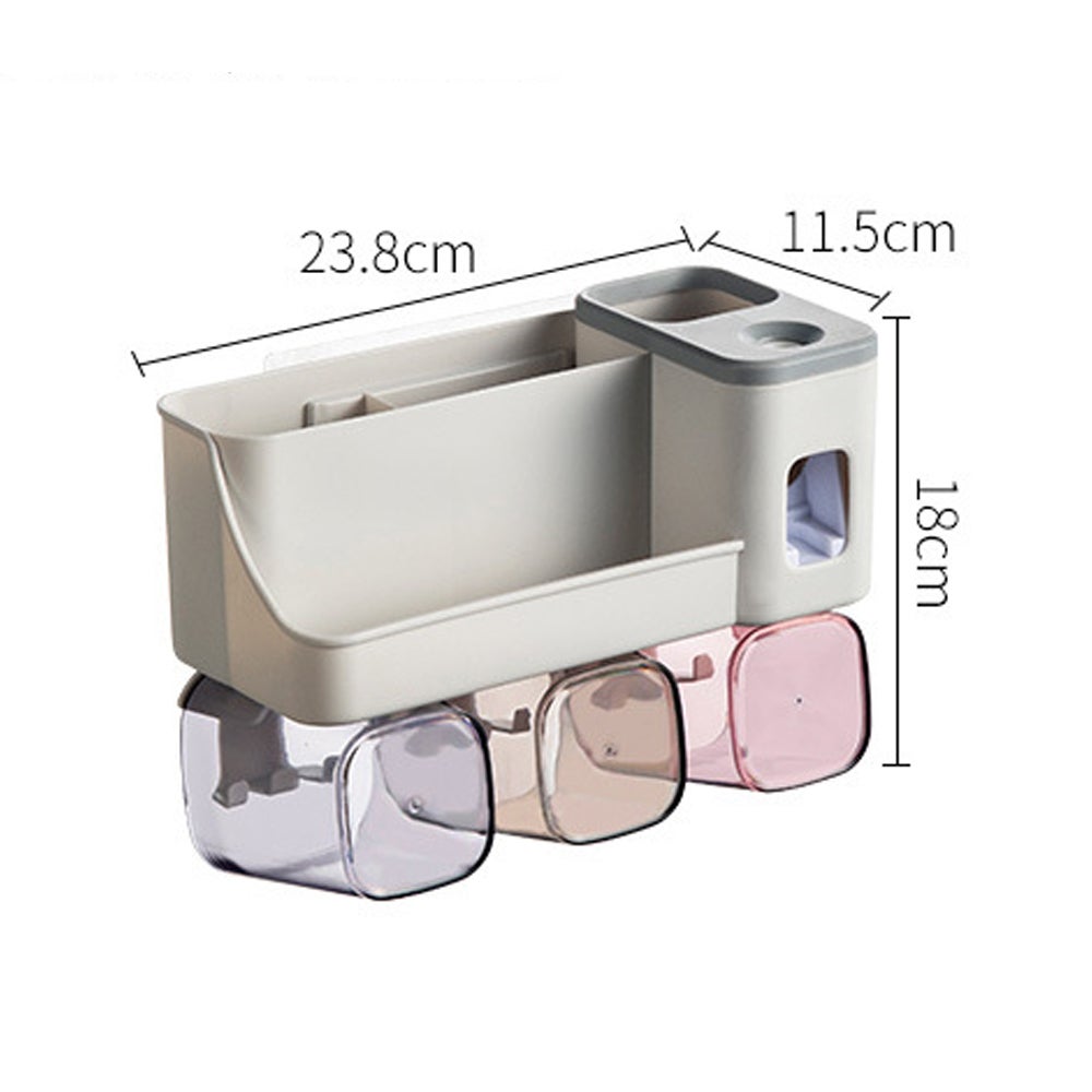 Set Portaspazzolino Da Bagno IHave Con Dispenser Dentifricio E 4 Tazze, A Parete Senza Fori - 5