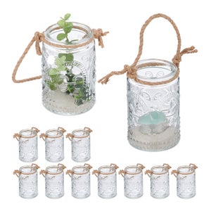 Lot De 12 Photophores En Fer Avec Couvercle En Bois – Pour Bougies, Rangement, Décoration – Blanc Ou Noir