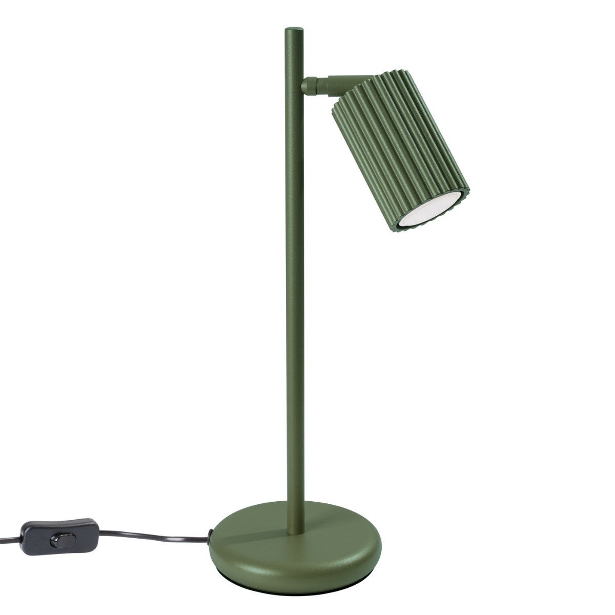 Lampka biurkowa nowoczesna zielona oliwkowa ruchomy karbowany reflektorek włącznik 1xGU10 10W KARBON Sollux Lighting