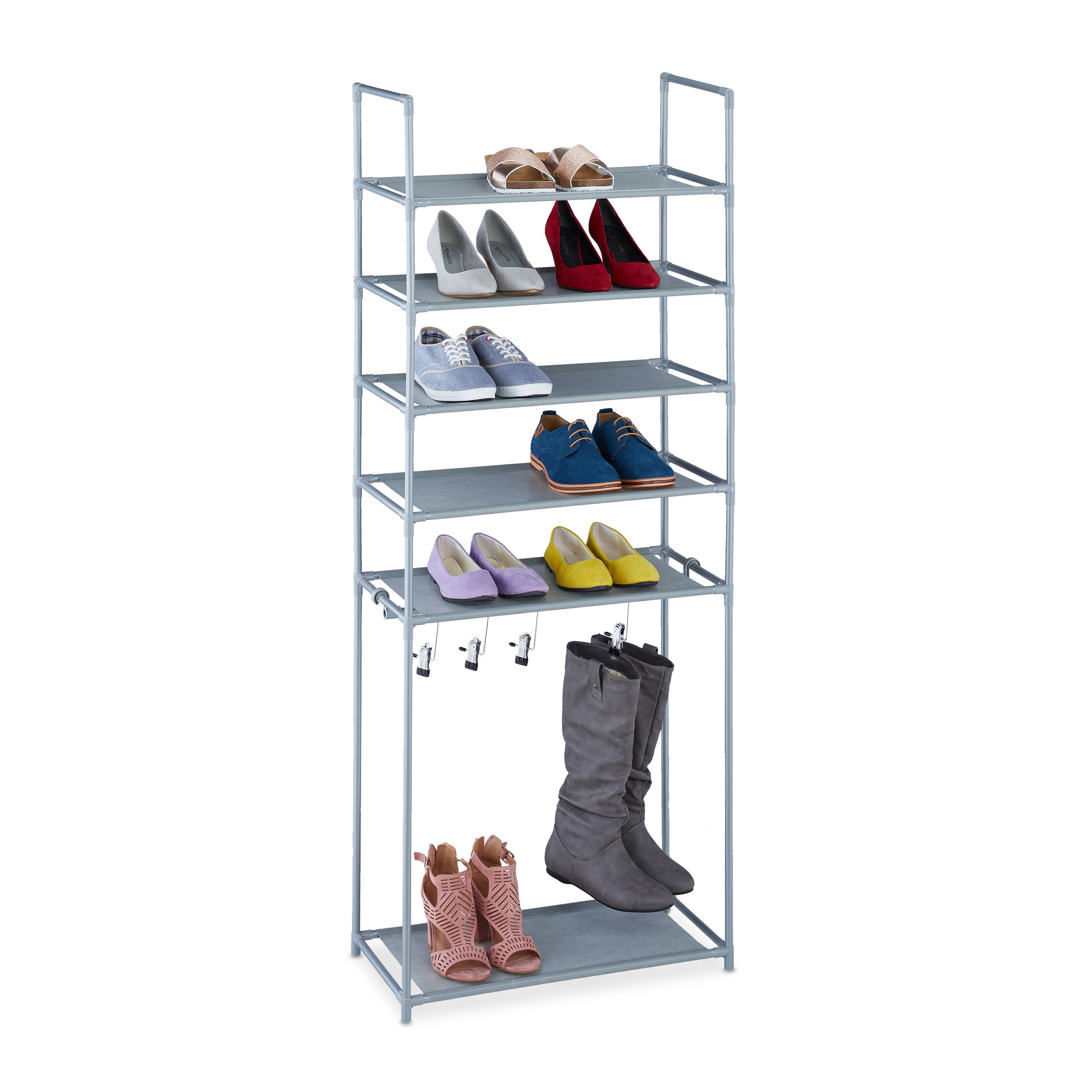 Étagère à Chaussures XL Relaxdays - 5 étages Pour 20 Paires, Système D'emboîtement Sans Outils | Rangement Couloir Gris