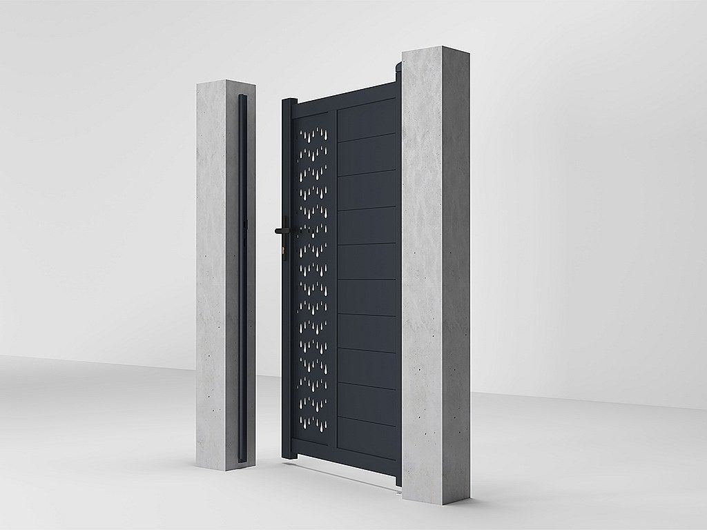 Portillon battant aluminium semi plein à motifs L103 x H180 cm anthracite GREGOR - 5