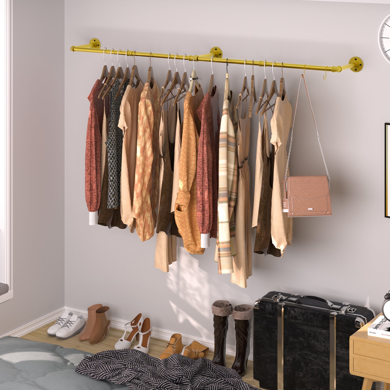 Barre de Penderie Doré Extensible en Métal l.90/135/180cm - 4