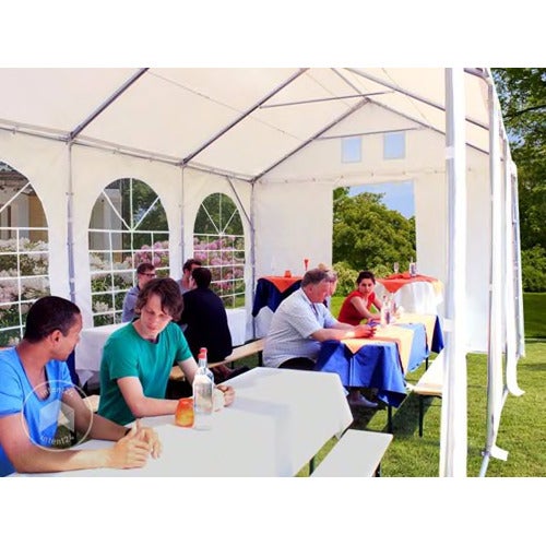 3x6 m Carpa para fiestas XXL, altura lateral 2,6m, PVC 1400, con base reforzada, ignífugo, blanco - 5