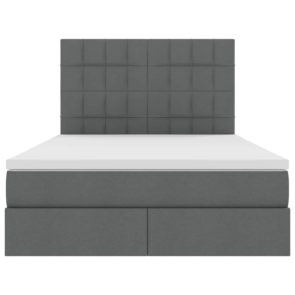 Lit avec rangement et matelas en tissu gris foncé, pour la chambre, 140 × 190 cm - 7
