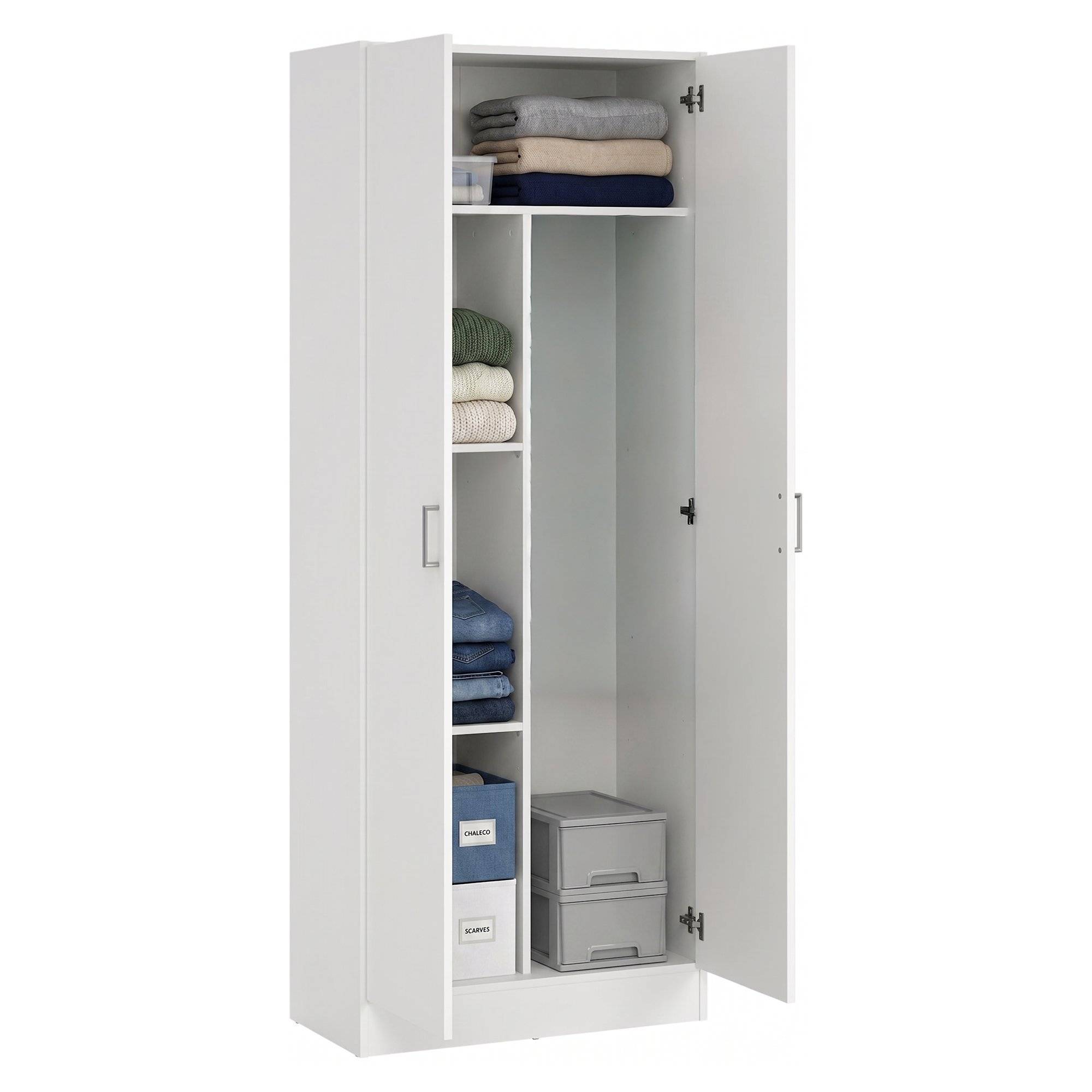 Armoire polyvalente à 2 portes Abadubidu, Armoire à balais, Étagère à chaussures avec étagères, Armoire à chaussures, cm73x37h180 cm, Blanc - 2