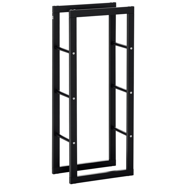 Range bûches Etagère porte bois de cheminée porte-bûches intérieur et extérieur charge max. 100 Kg dim. 40L x 25l x 100H cm métal noir