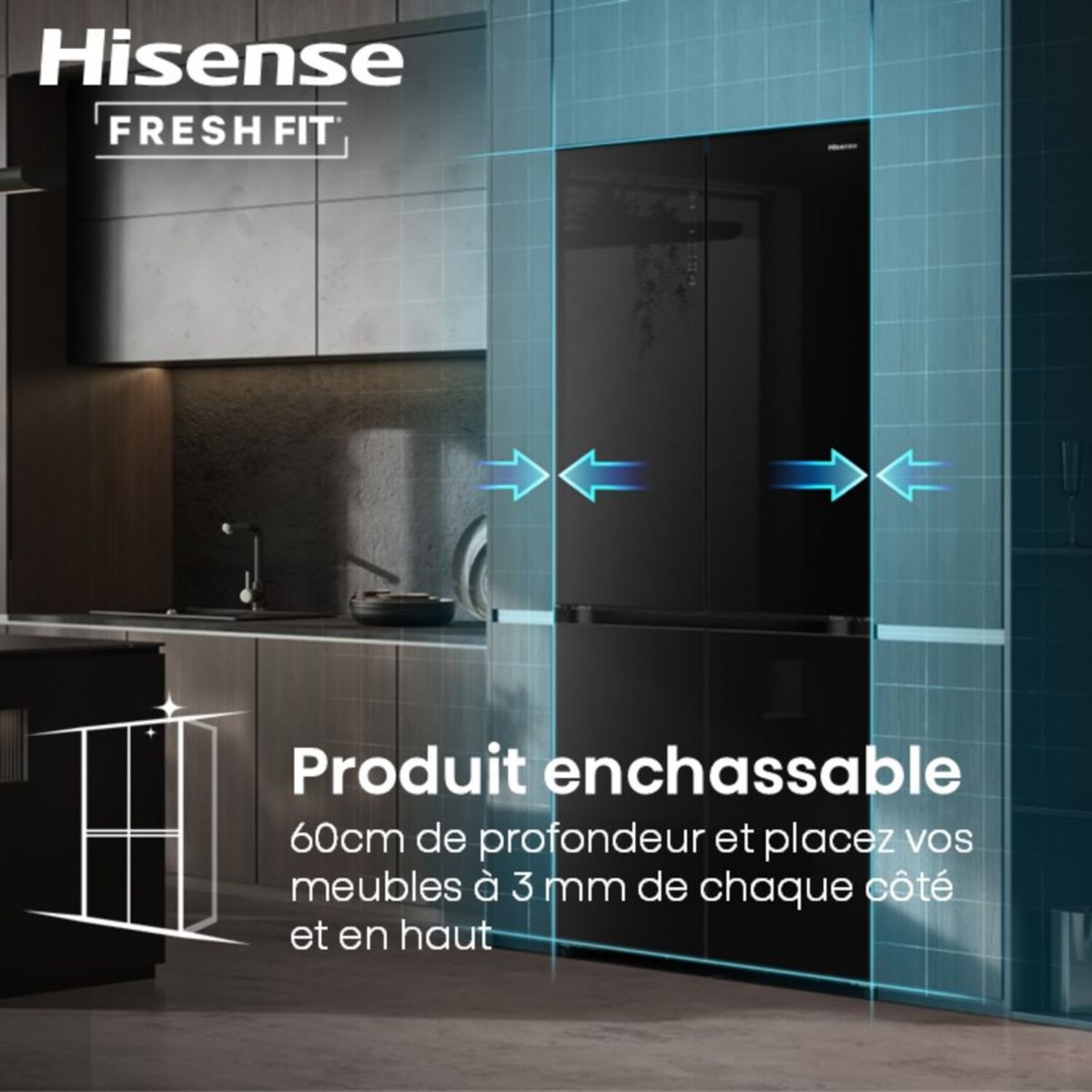 Réfrigérateur multi portes HISENSE RQ768N4GBE freshfit enchâssable - 7