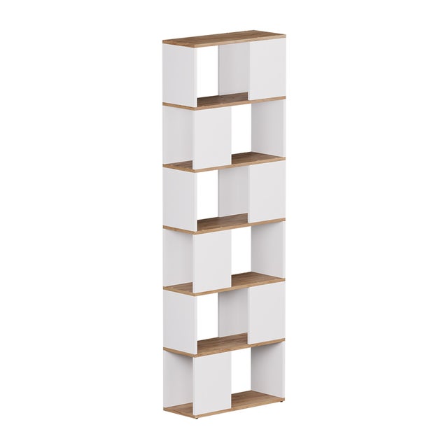 Étagère Bibliothèque Asymétrique Blanche Vicco Asym - 117 Cm | Étagère Escalier Ou Séparation De Pièce