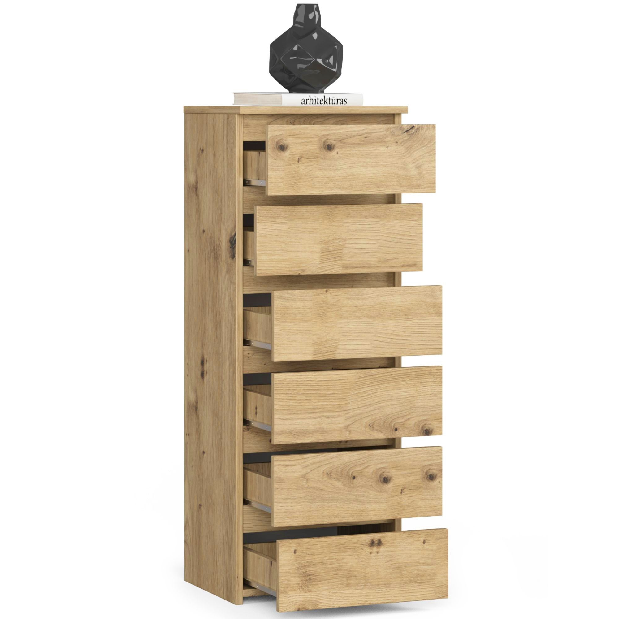 Commode AKORD CL6 Chêne Artisan 40 cm 6 tiroirs façade Chêne Artisan 40x35x109 cm - 2