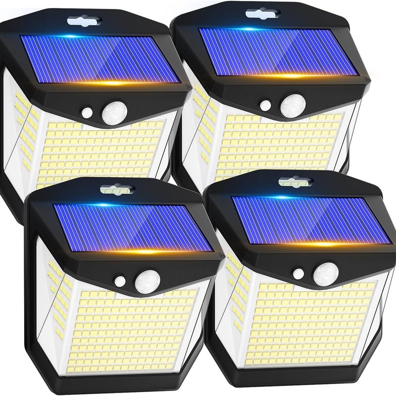 Zewnętrzna lampa solarna z czujnikiem ruchu diod LED wodoszczelność oświetlenie bezprzewodowa lampa bezpieczeństwa zewnętrzny kinkiet ogrodu zestaw