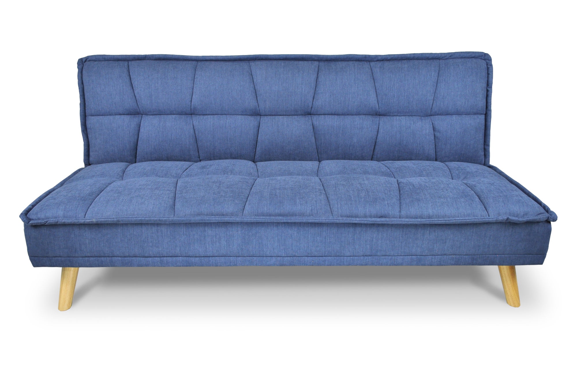 Divano letto clic clac in tessuto vellutato blu, divano posti