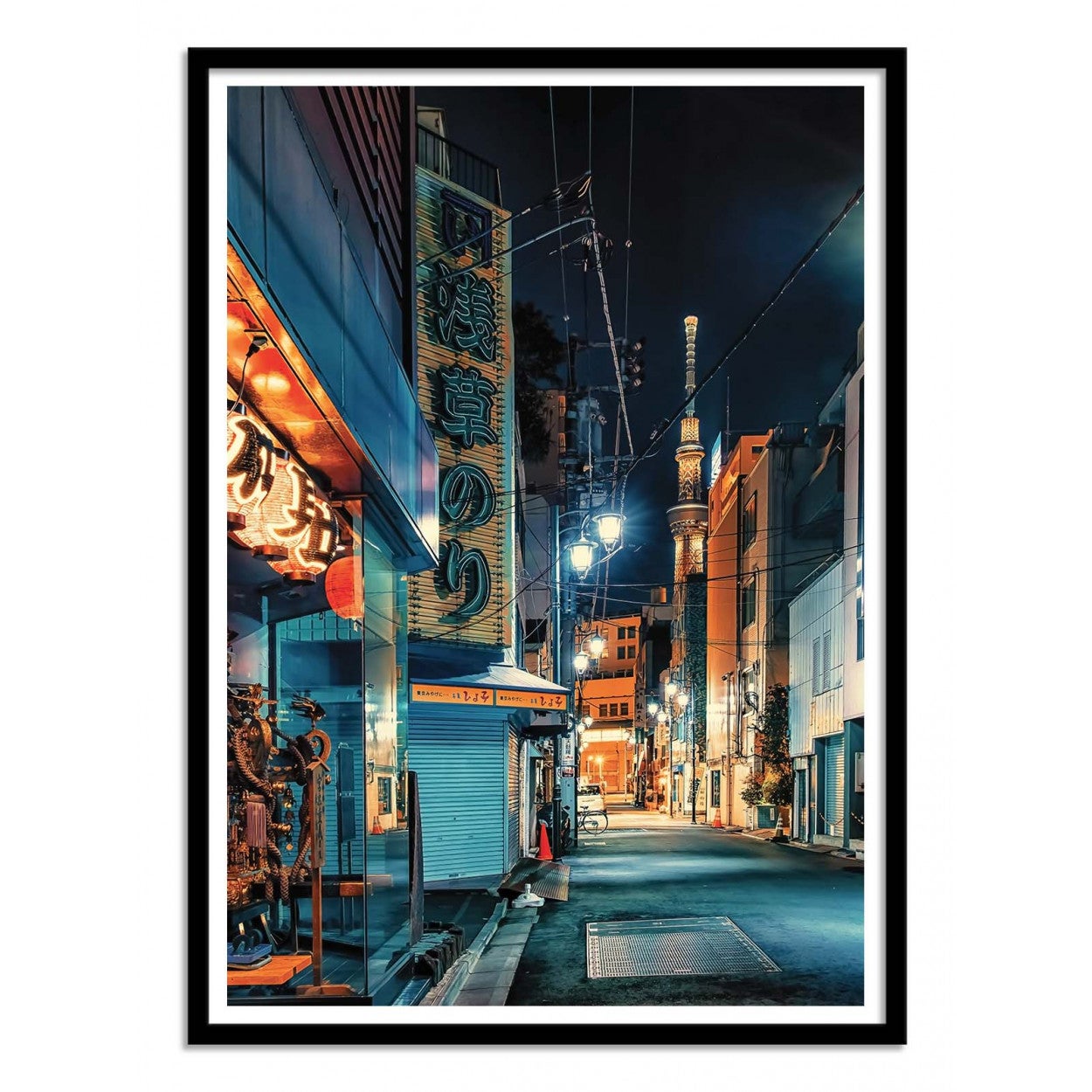 Art-poster - tokyo street - manjik pictures - con marco negro 30 x 40 cm