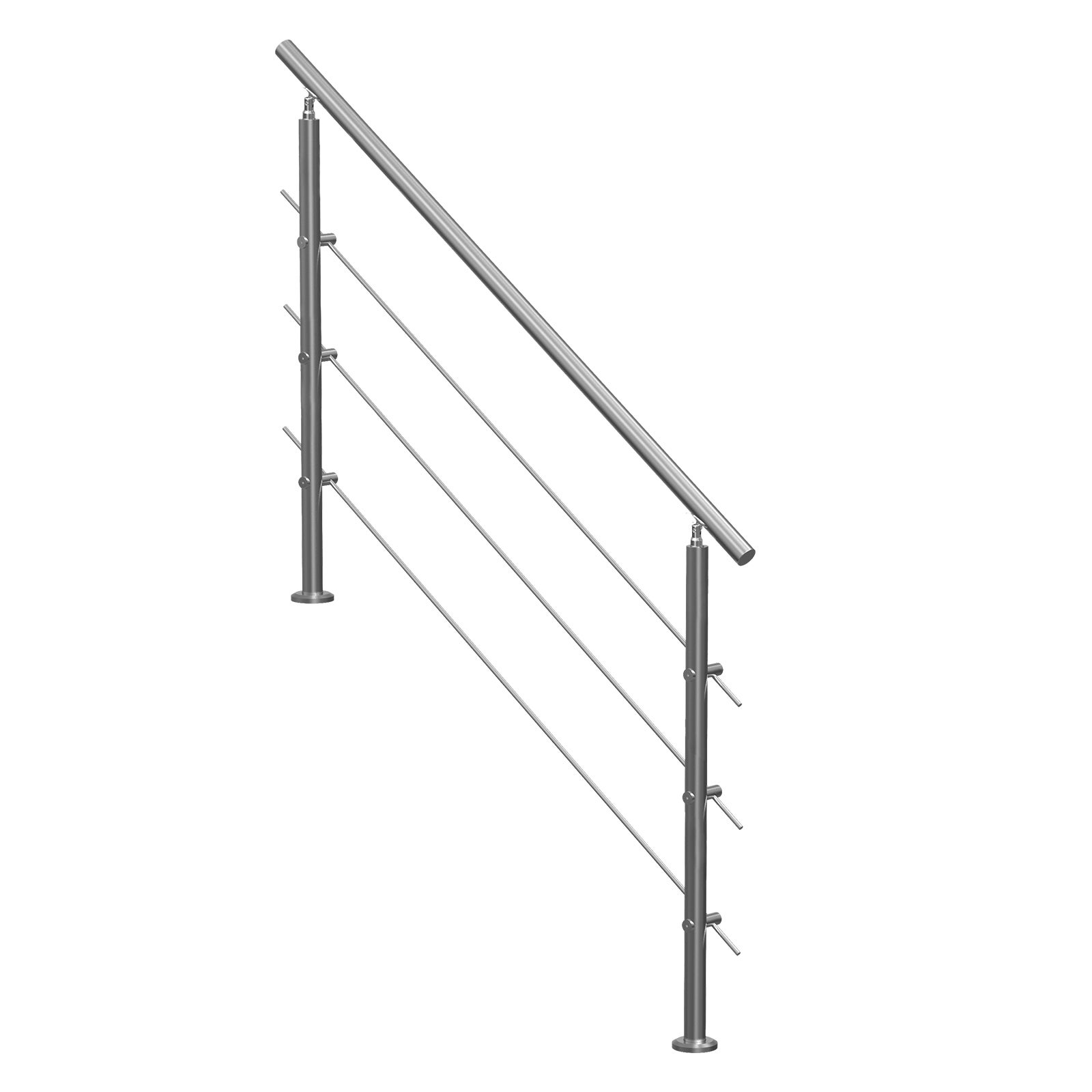Rampes extérieures SucceBuy 59in,3 barres transversales,design double colonne,rampes inox avec kit d'installation. - 3