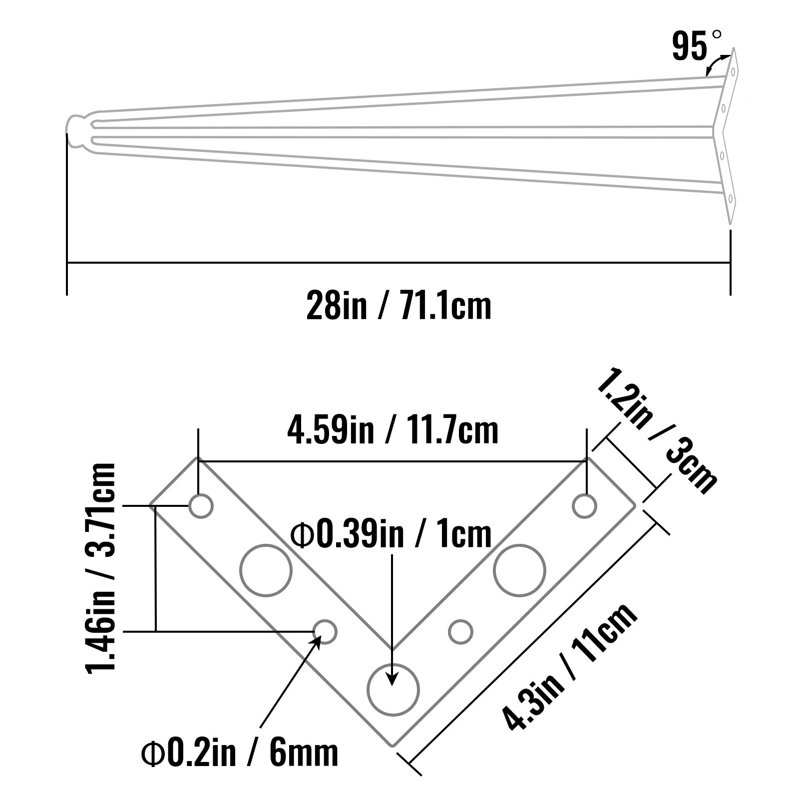 Pieds de Table en Épingle à Cheveux SucceBuy Acier au Carbone 28 Pouces, Noir, Ensemble de 4 Pieds, Capacité 220 lb, Pour Bureau et Mobilier DIY - 2