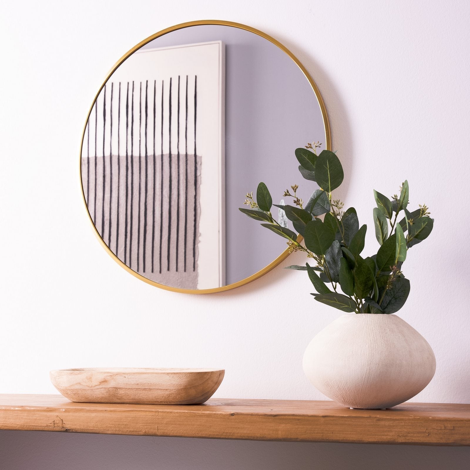 Espejo de pared redondo con marco de aluminio dorado de 60 cm LOLAhome - 2