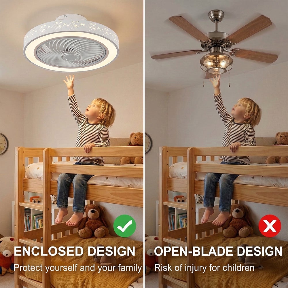 Ventilateur de plafond avec lumière et télécommande, profil bas moderne de 46cm lumière LED dimmable, 6 vitesses silencieux Réversible Plafonnier - 9