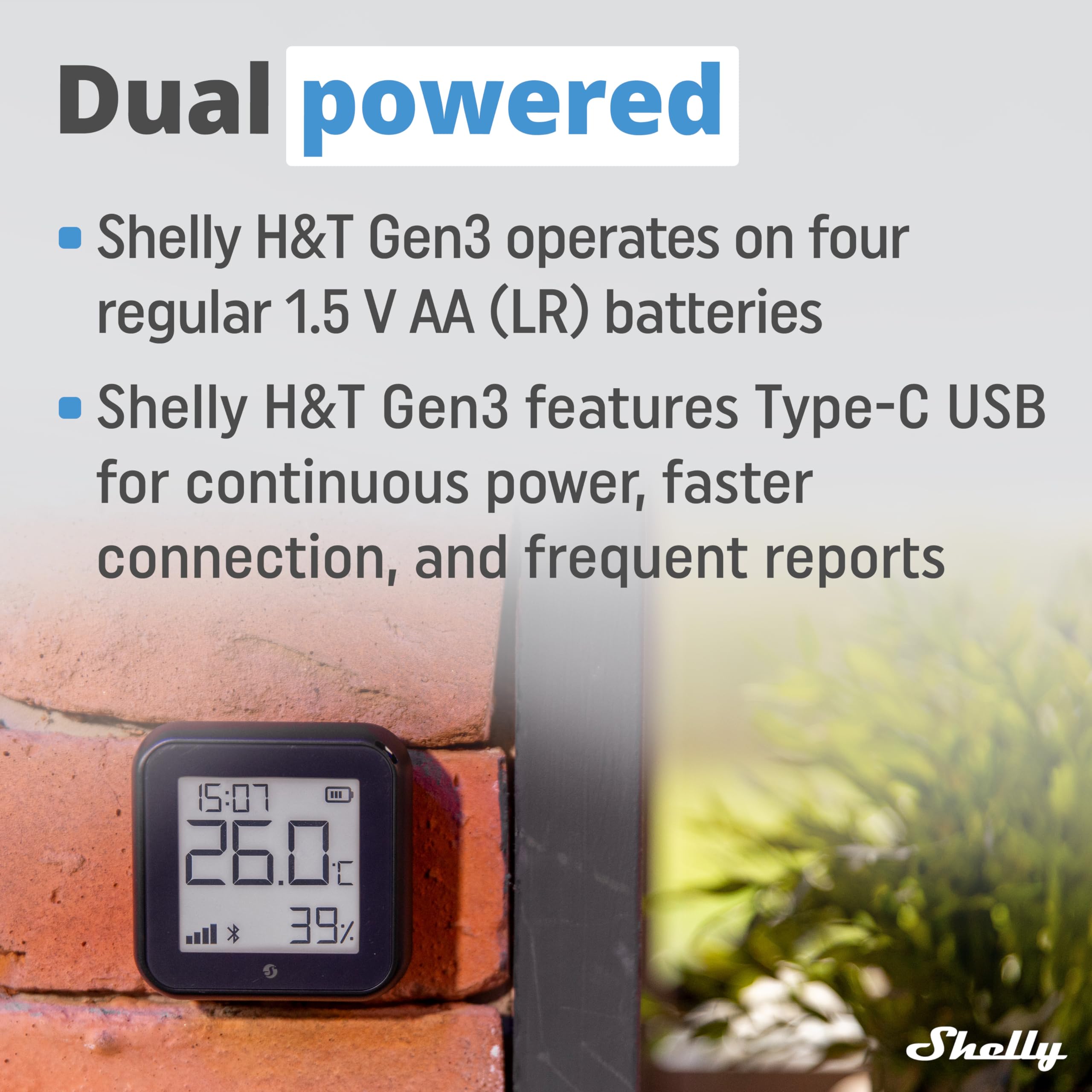 Capteur Mural D'affichage Shelly BLU H&T - WiFi/Bluetooth - Noir - Neuf Sous Blister Pour Domotique