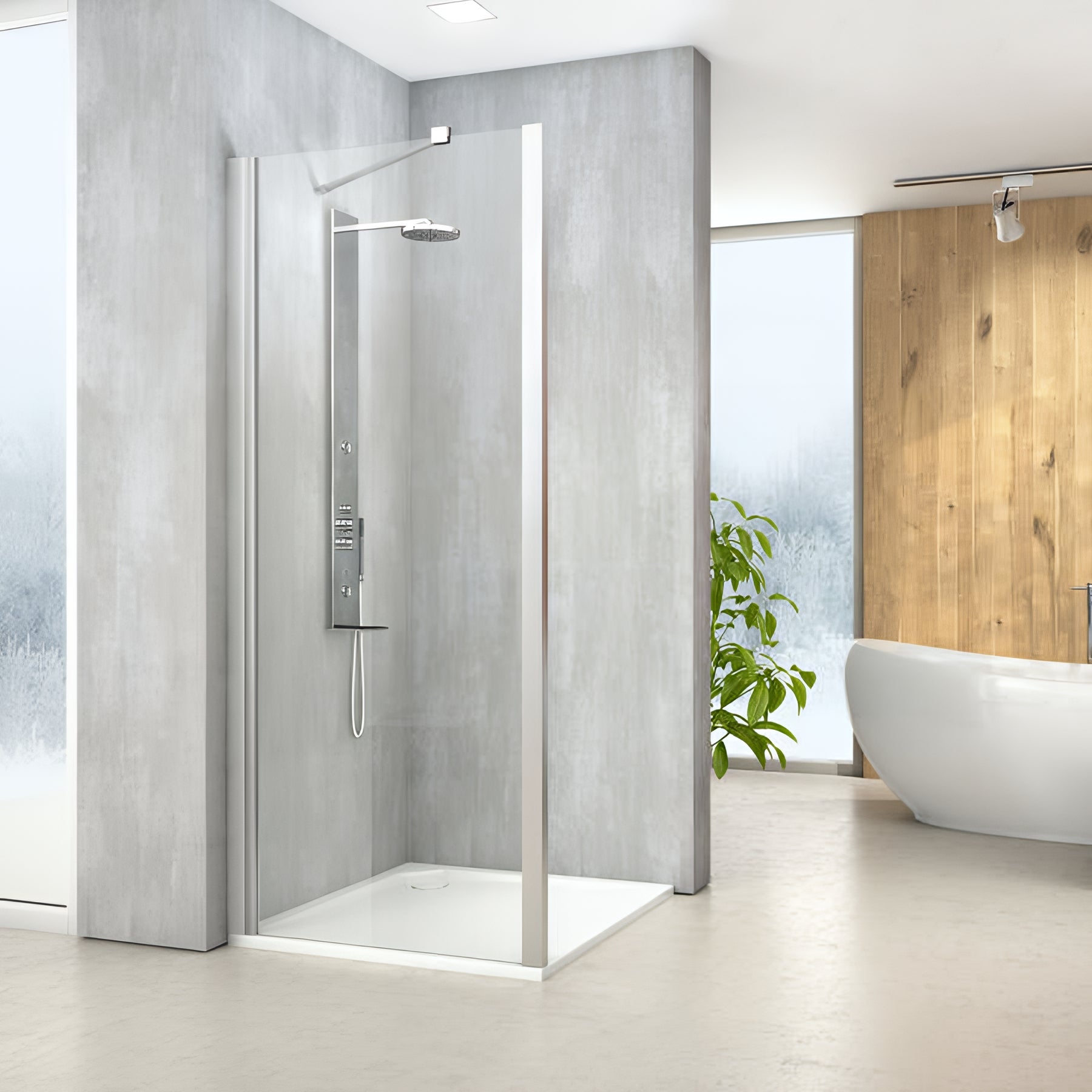 185 / 195 Cm Doccia Walk In Parete Fissa Da 6 Mm Vetro Temperato