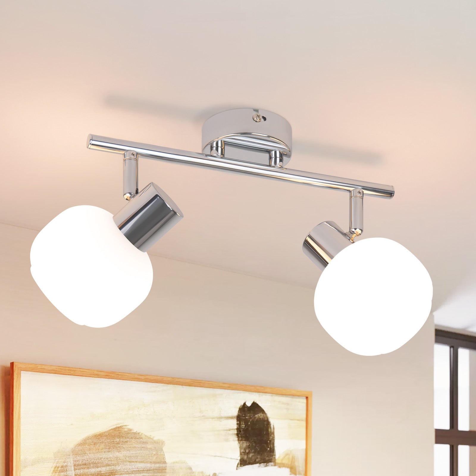 ZMH 2 białe, zabytkowe reflektory sufitowe E14 do wnętrz z kloszami szklanymi (żarówki nie są dołączone)