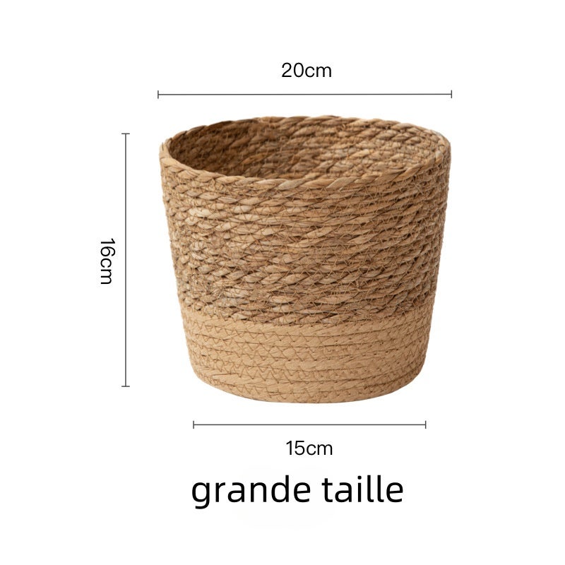 Conjunto de 3 peças, vasos de vime natural trançado, cesto para plantas em rattan, cestos decorativos para arrumação em casa. - 7