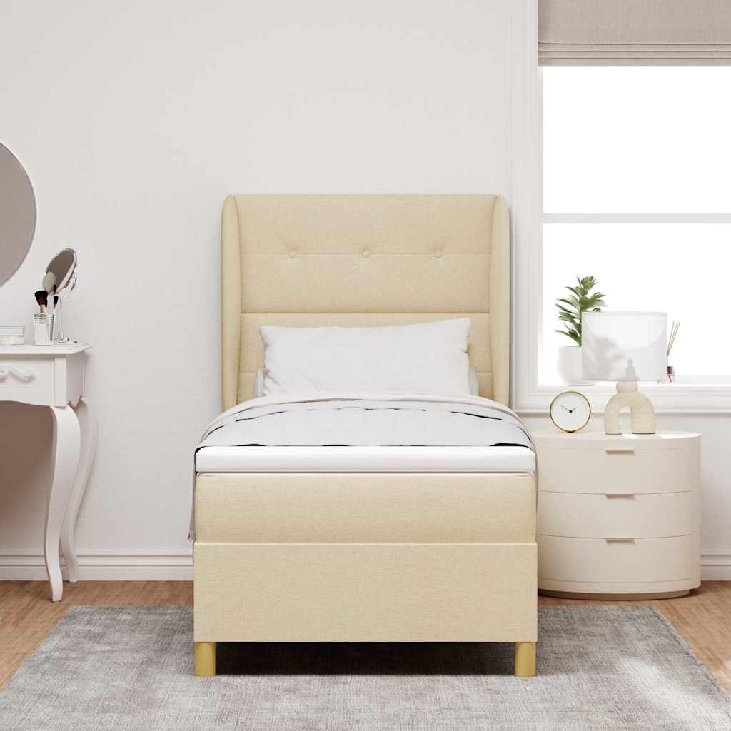 Cama tipo Box Spring con cabecera Crema 200 x 100 cm tela | Leroy Merlin