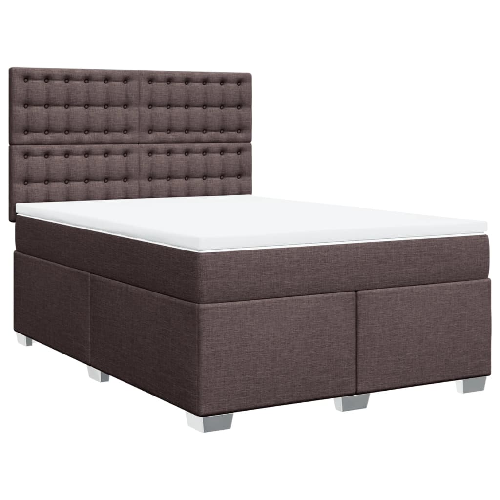 Cama box spring con colchón tela marrón oscuro 140x200 cm | Leroy Merlin