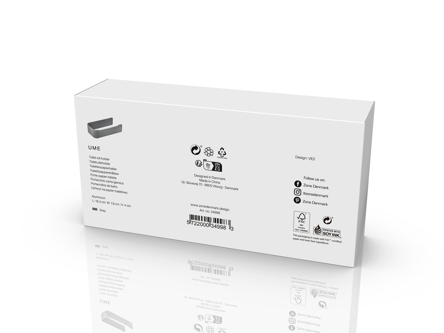 Zone Denmark Ume Porte-papier toilette 16,4 x 7,6 x 4 cm Gris - 4