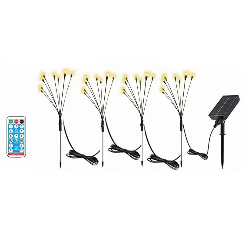Solarne lampki ogrodowe Firefly z 8 diodami LED, zestaw 4 sztuk, MultiColor