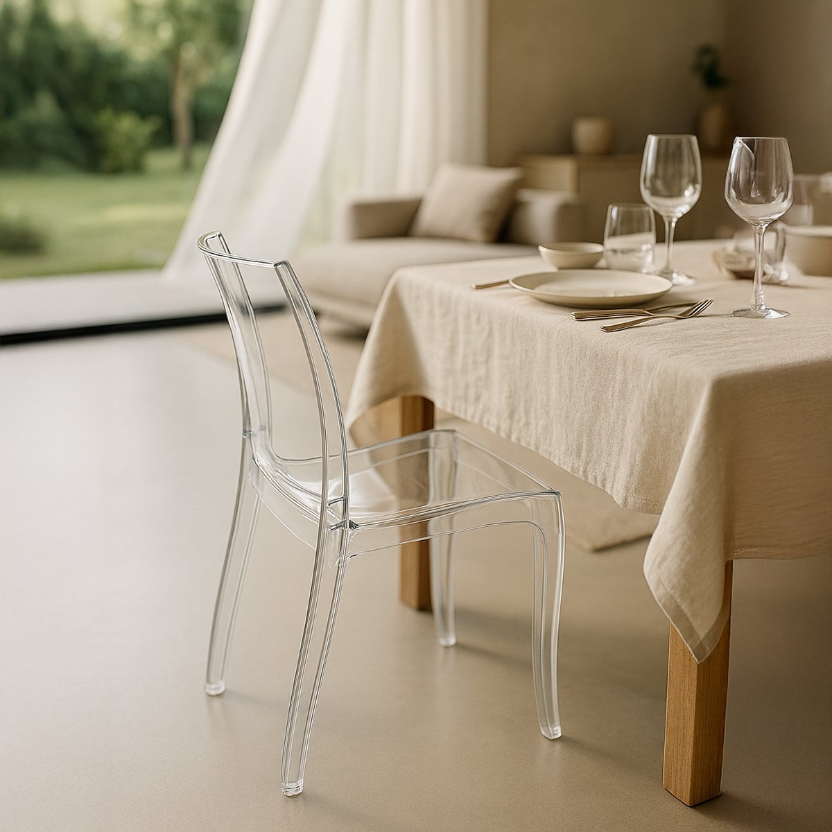 Chaise salle à manger bar transparent empilable Cristal Light polycarbonate Grand Soleil Design - 4